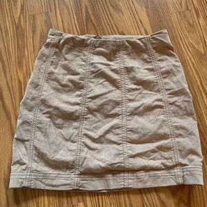 Free People Femme Beige Corduroy Mini Skirt 0